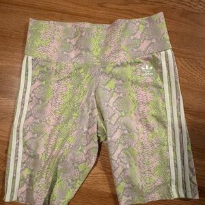 Adidas Green and Pink Snakeskin Bike Shorts